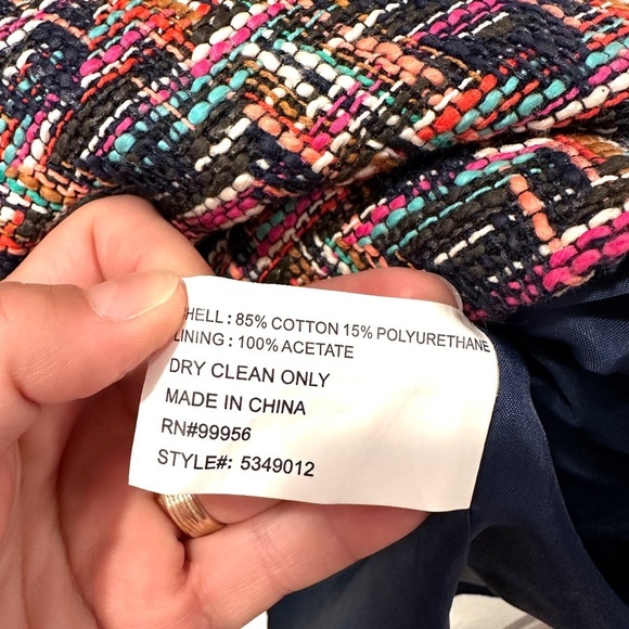 Shoshanna Navy Pink Multicolor Textured Tweed Sleeveless Fit & Flare Dress - Picture 10 of 12